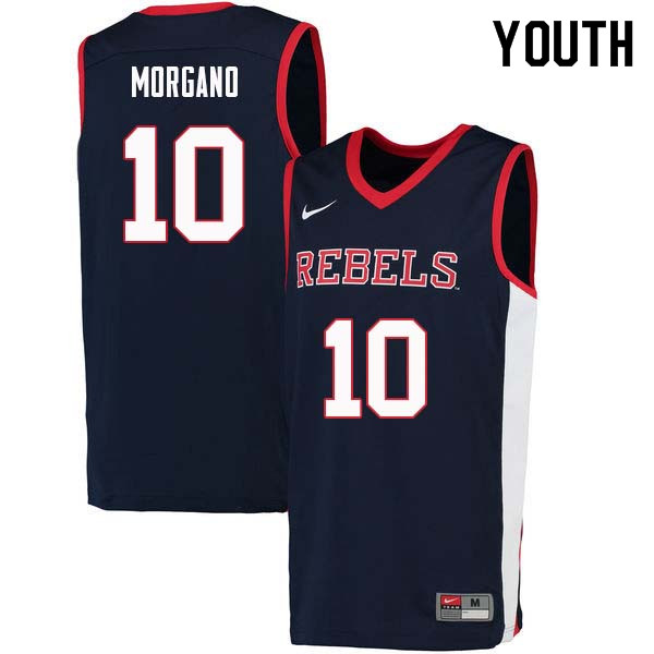 Youth #10 Antonio Morgano Ole Miss Rebels College Basketball Jerseys Sale-Navy